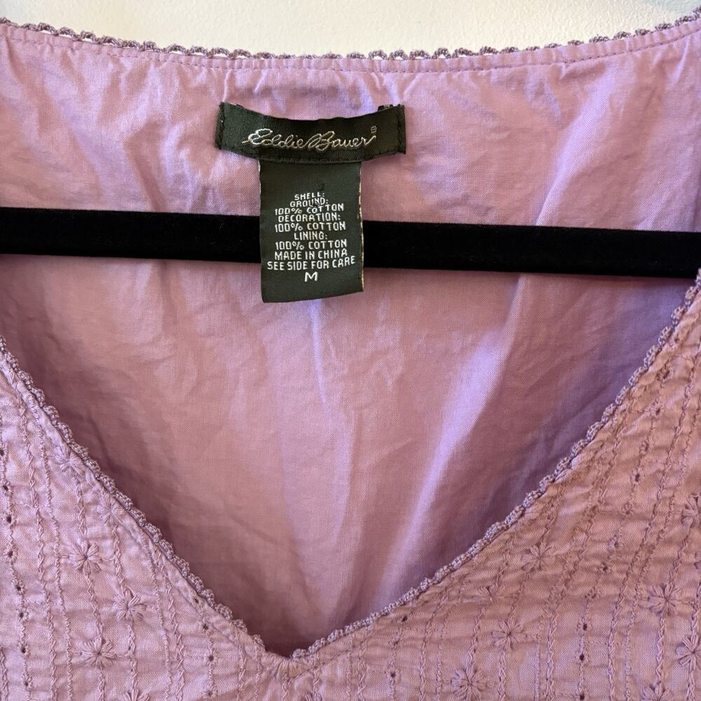 Eddie Bauer Women’s Lilac Purple Eyelet Sleeveless Top Vintage Y2K Cottagecore M - Picture 4 of 8